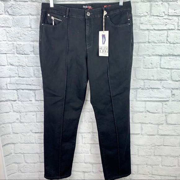black tummy control jeans